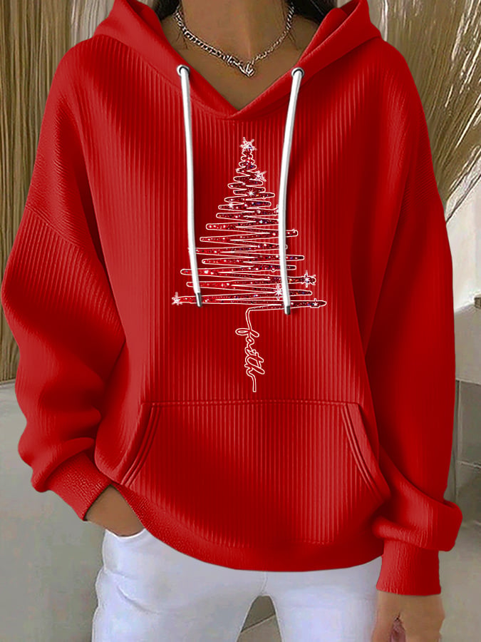 Women's Christmas Art Print Comfortable Hooded Sweatshirt