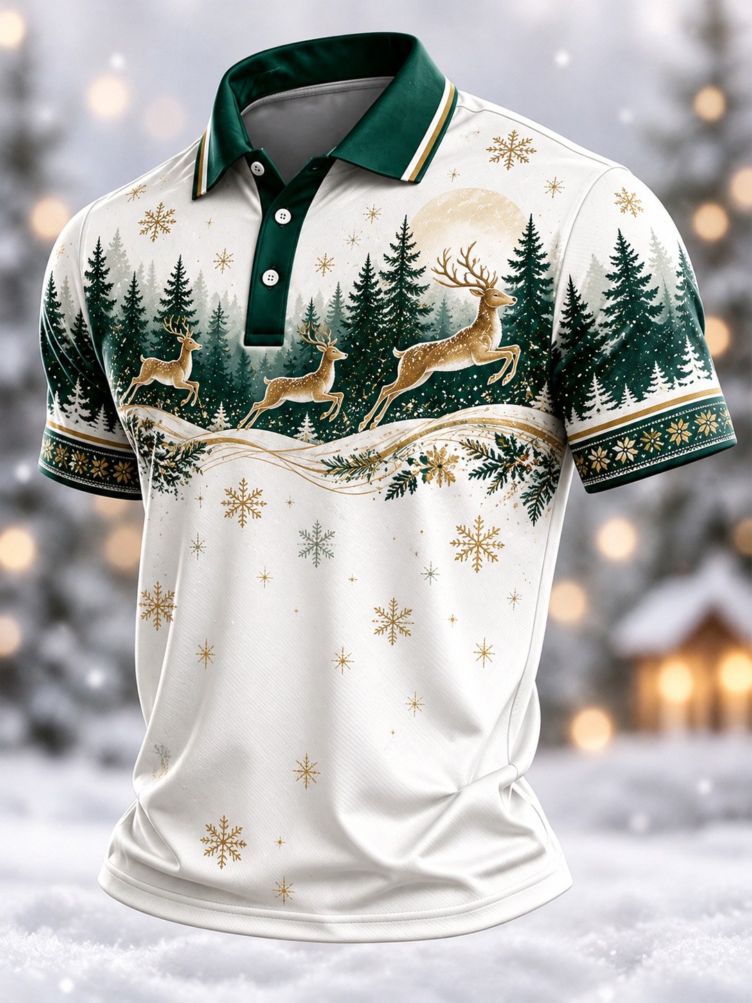 Men's Casual Christmas Short-Sleeve Polo Shirt