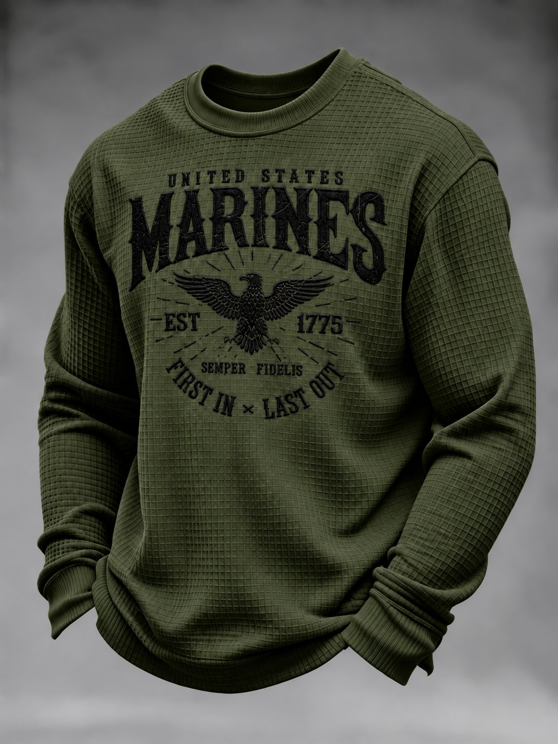 Men's U.S. Veterans Printed Waffle-Knit Top