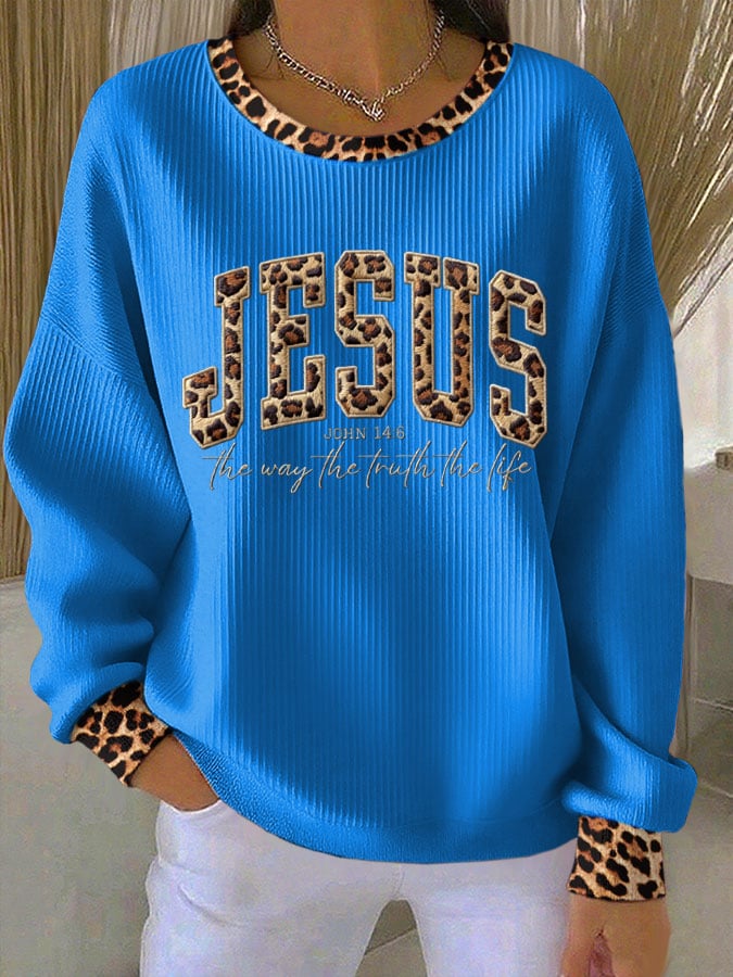Women's Vintage Faith Print Knitted Sweatshirt