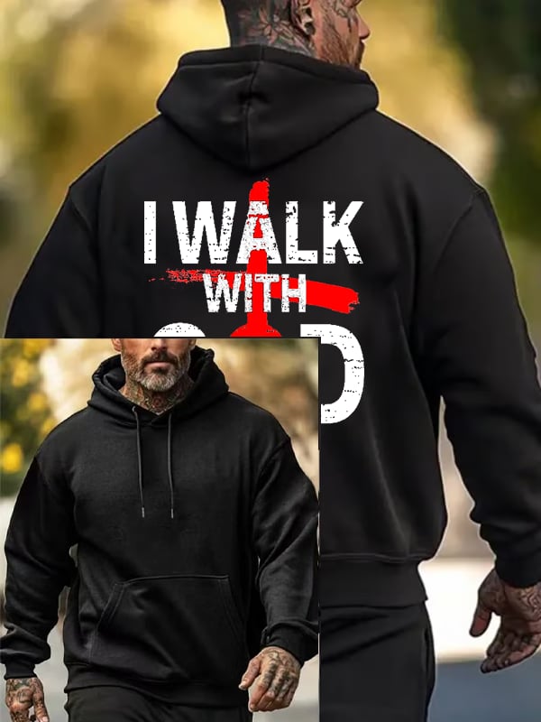 Men's Faith Print Long Sleeve Hooded Sweatshirt