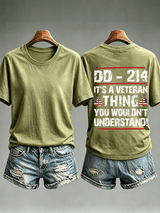 Women's DD-214 Veteran, American Flag Dog Tag T-Shirt