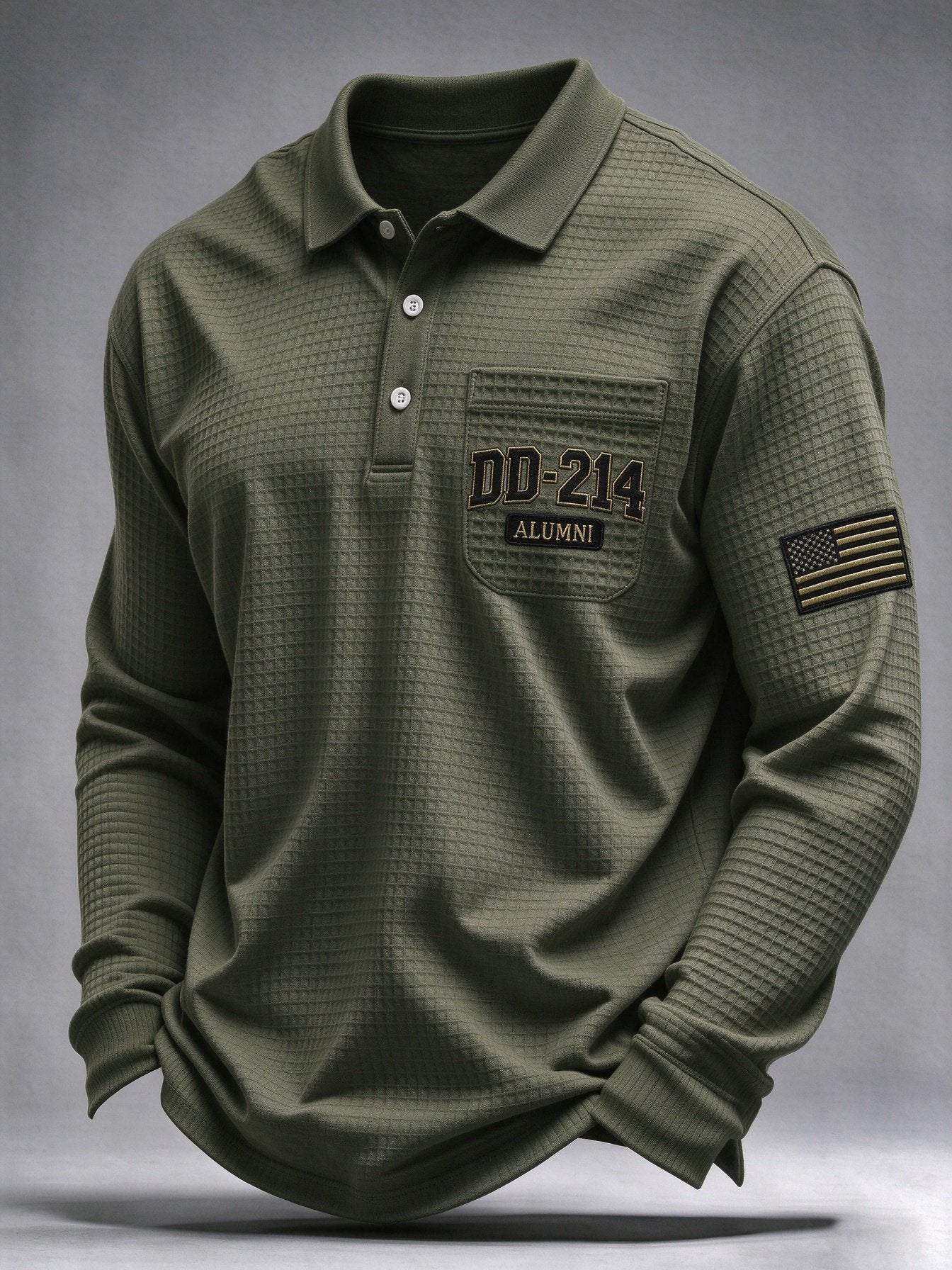 Men's Veteran Pride Dd-214 Printed Waffle Polo Shirt