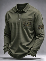 Men's Veteran Pride Dd-214 Printed Waffle Polo Shirt