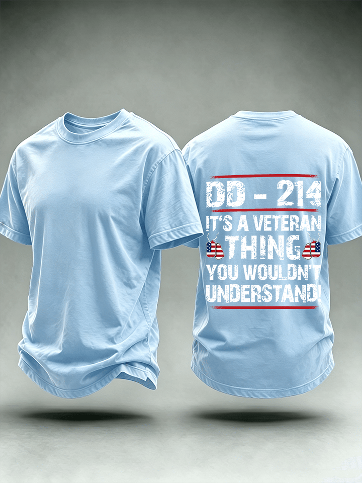 Men's DD-214 Veteran, American Flag Dog Tag T-Shirt
