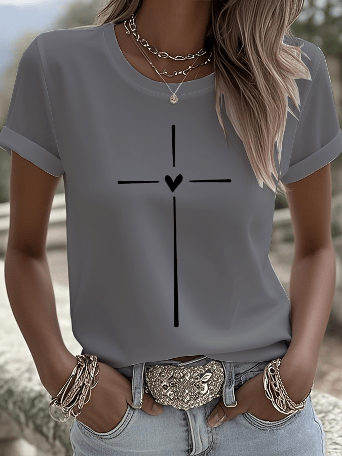 Women's Faith Print Round Neck T-shirt