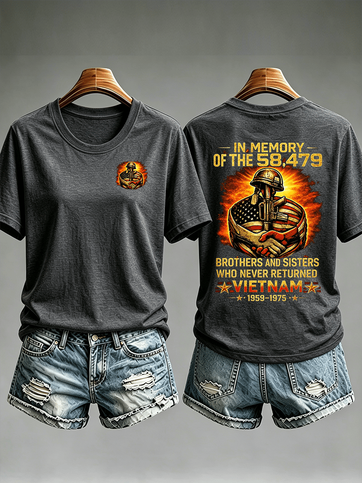 Women's In Memory Of The 58,479 Tribute T-Shirt, Vietnam Era Memorial Graphic Tee