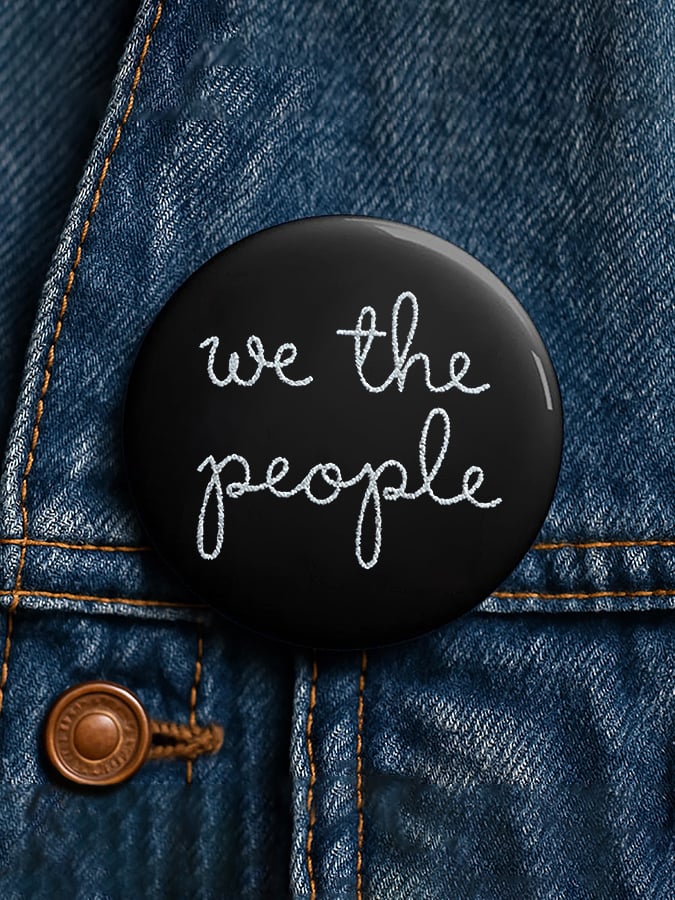 Unisex Retro We The People No Kings Pin-Back Button