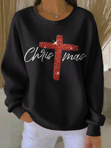 Retro Christmas Faith Cross Print Sweatshirt