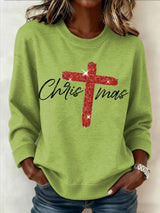 Retro Christmas Faith Cross Print Sweatshirt