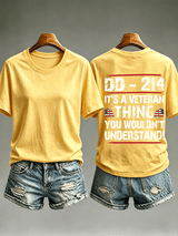Women's DD-214 Veteran, American Flag Dog Tag T-Shirt