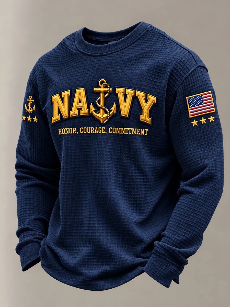 Men's U.S. Veterans Printed Waffle-Knit Top