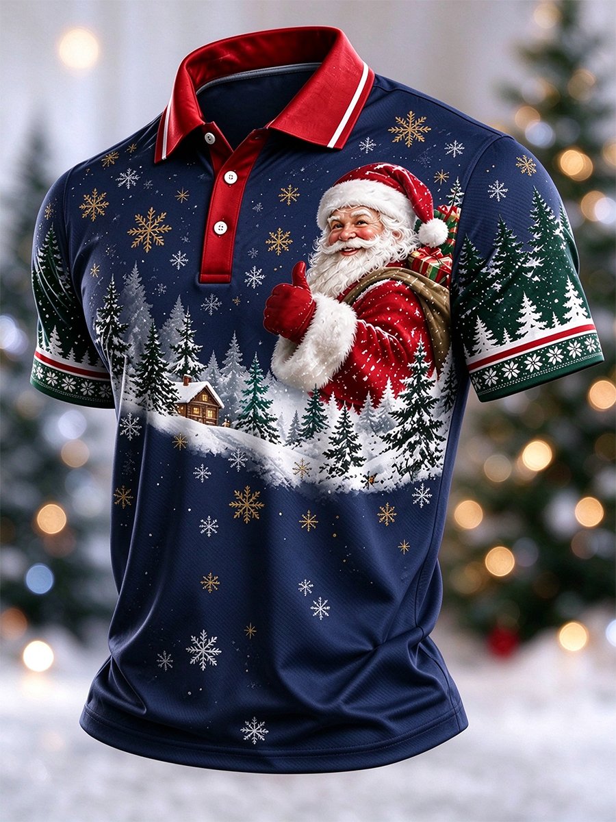 Men's Casual Christmas Short-Sleeve Polo Shirt