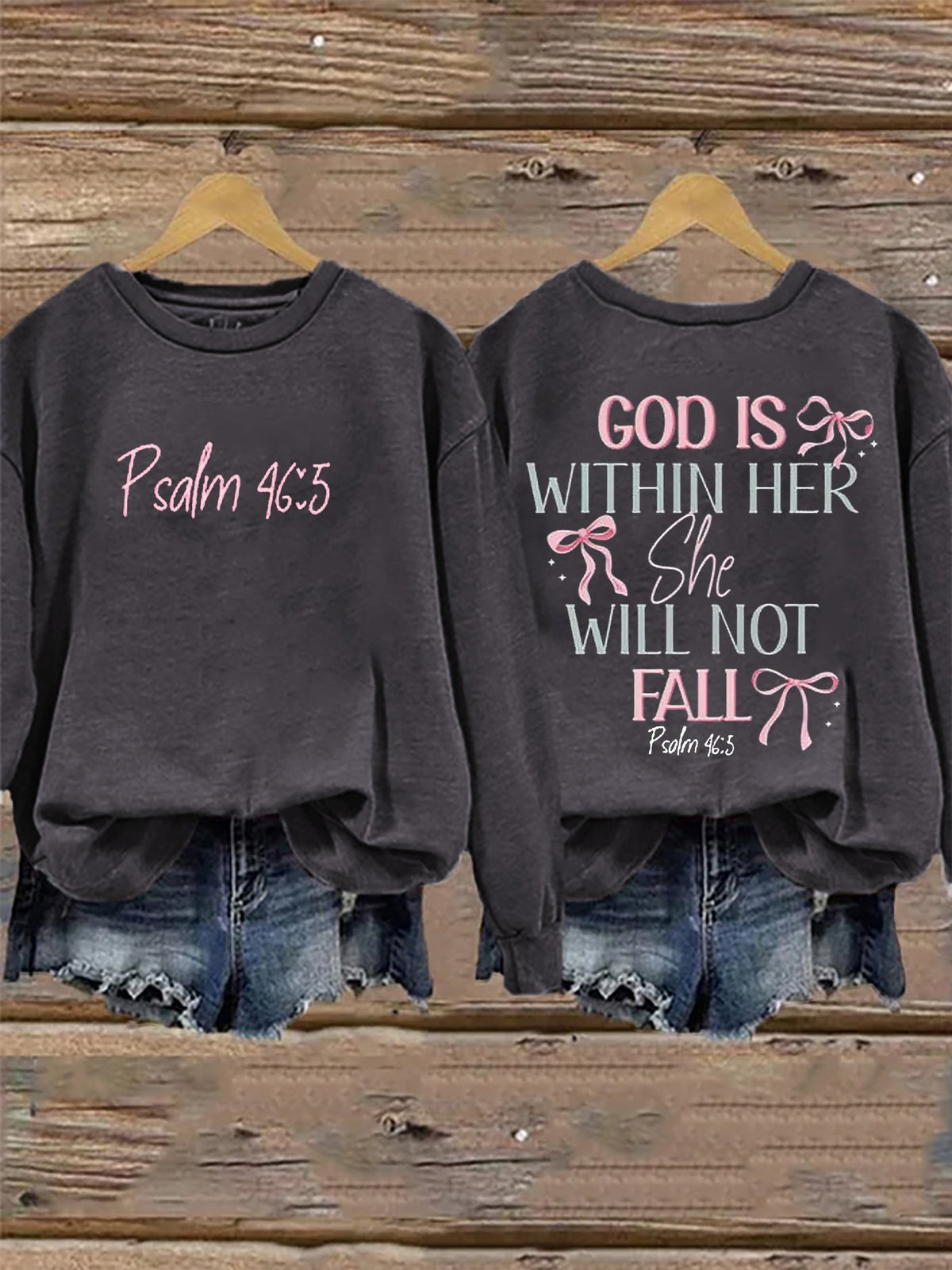 Retro God Is Within Her She Will Not Fall Psalms 46:5 Print Sweatshirt