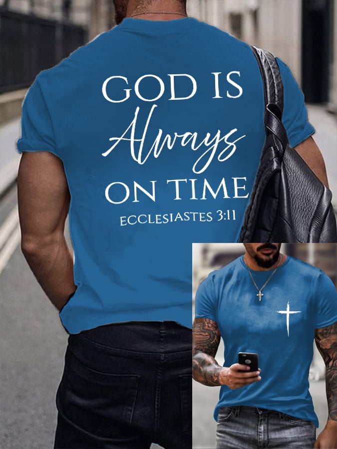 Men's God Is Always On Time Printed Shirt