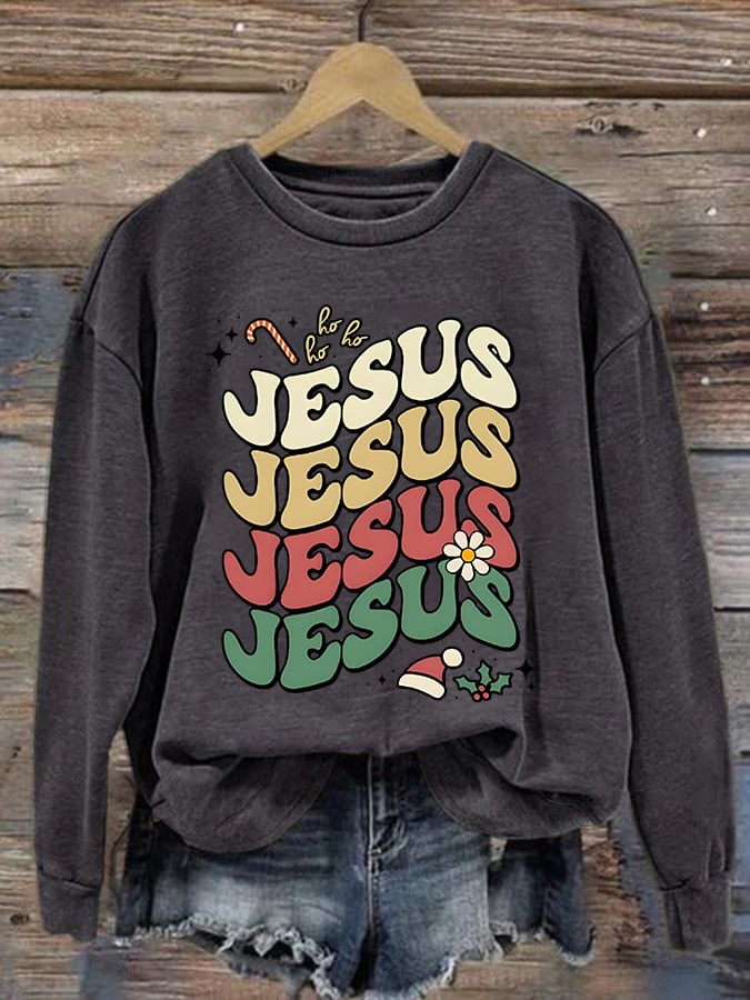 Women'S Casual Jesus Christmas Christian Print Sweatshirt