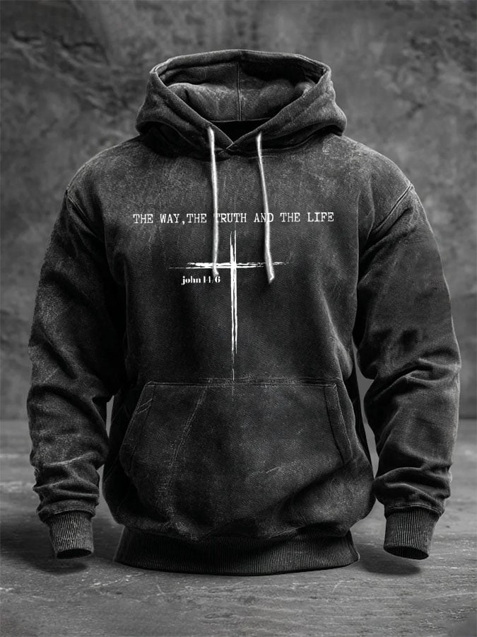 Men's Jesus The Way The Truth The Life Printed Casual Hoodie