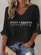 Women'S Jesus Changes Everything Print Casual T-shirt