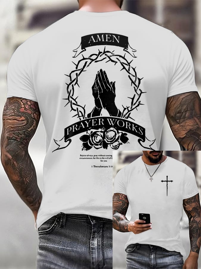 Men'S Casual Prayer Work Printed T-Shirt