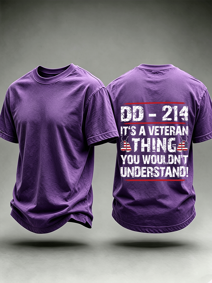 Men's DD-214 Veteran, American Flag Dog Tag T-Shirt
