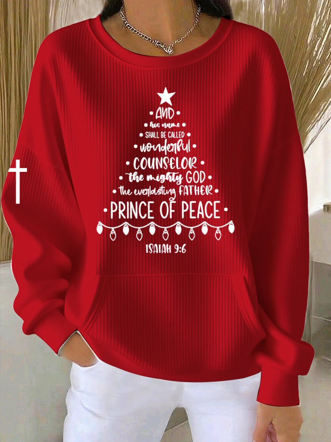 Women's Autumn Christmas Faith Printed Casual Crew Neck Top