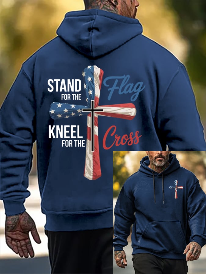 Men's I Stand For The Flag I Kneel for The Cross Faith Print Sweatshirt