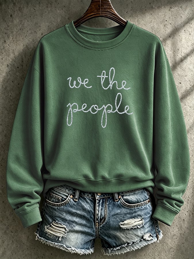 Retro We The People No Kings Print Sweatshirt