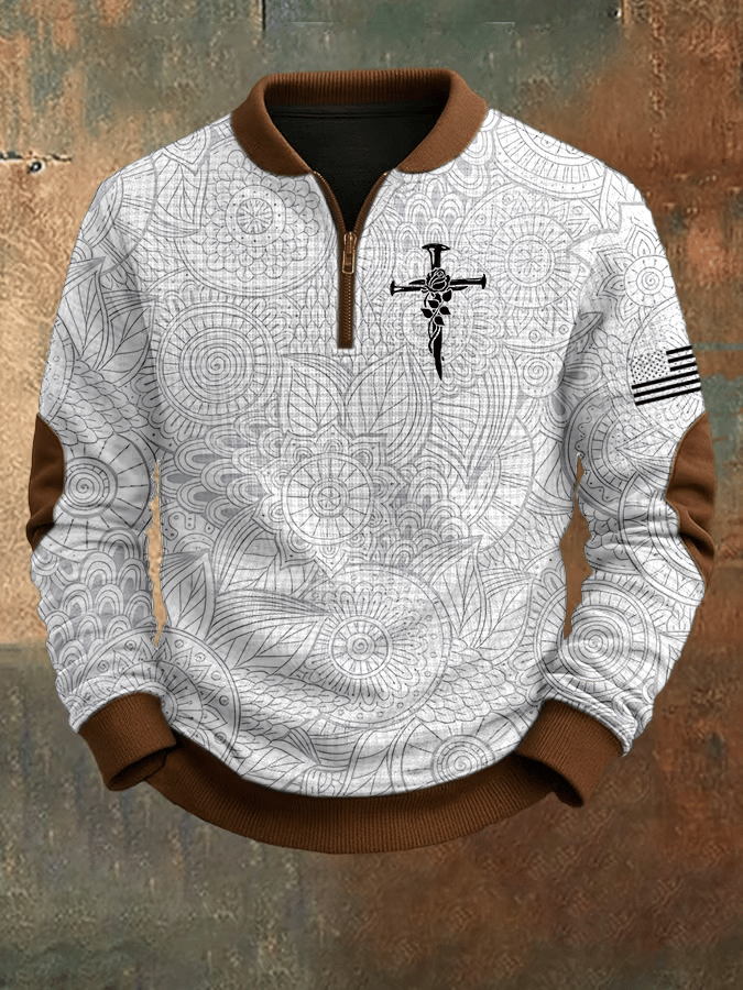 Men's Faith Print Jacquard Zip-Up Sweatshirt