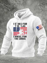 Men's I Stand For The Flag I Kneel for The Cross Faith Print Hoodie