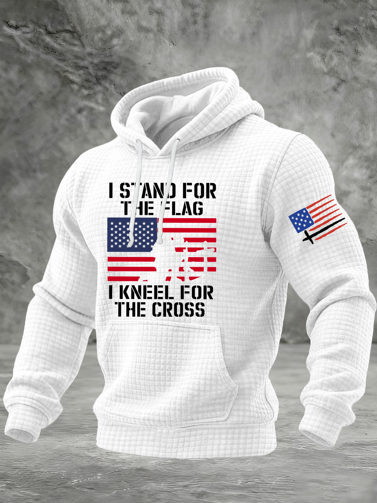 Men's I Stand For The Flag I Kneel for The Cross Faith Print Hoodie