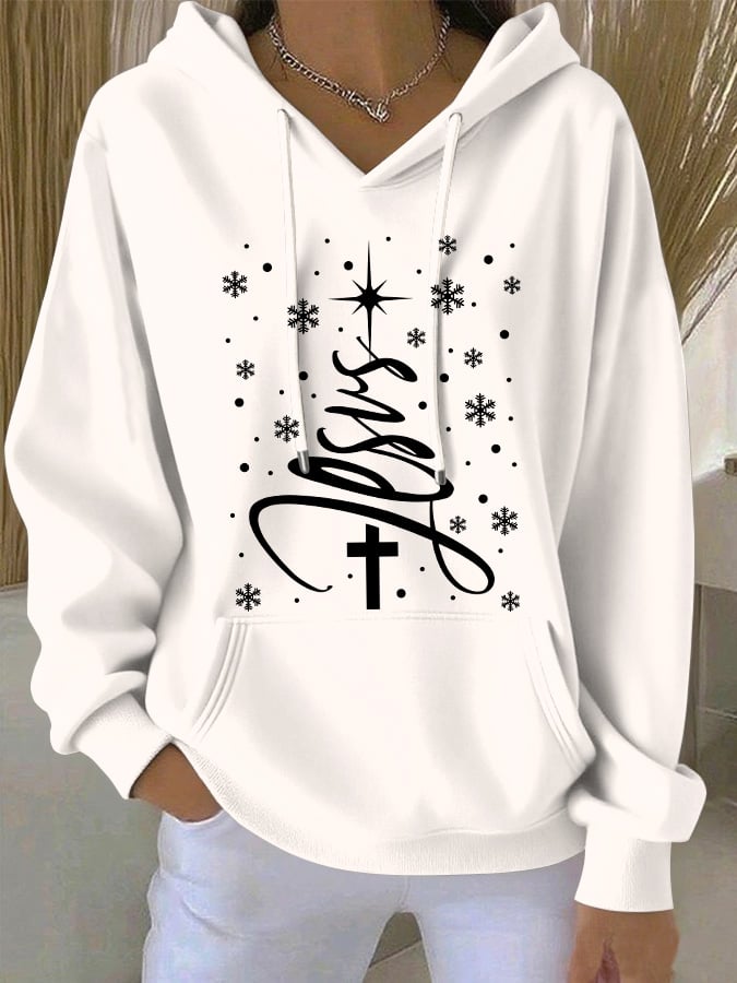 Women's Cotton Christmas Print Hoodie