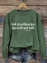 Women's God Is Within Her She Will Not Fall  Printed Casual Sweatshirt