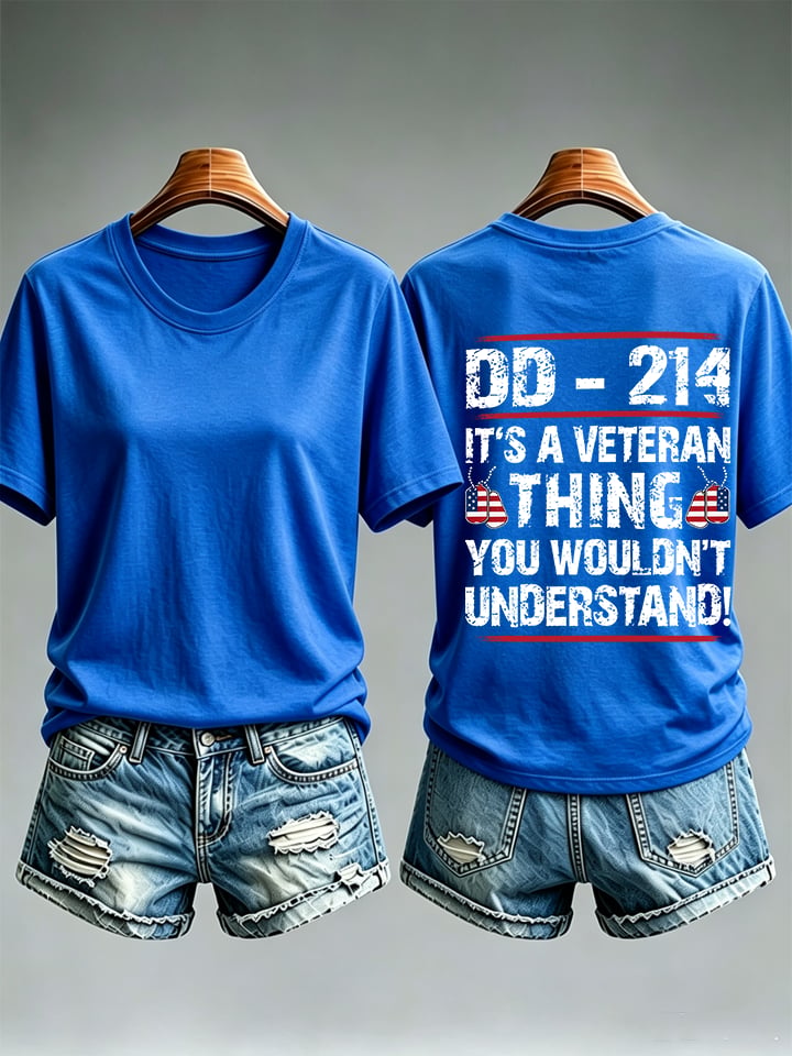 Women's DD-214 Veteran, American Flag Dog Tag T-Shirt