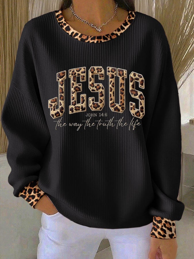 Women's Vintage Faith Print Knitted Sweatshirt