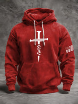 Men's Casual Retro Print Long Sleeve Hooded Sweatshirt