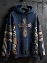 Men's casual retro geometric faith print sweatshirt