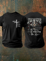 Men's Jesus The Way The Truth The Life Print Round Neck T-Shirt
