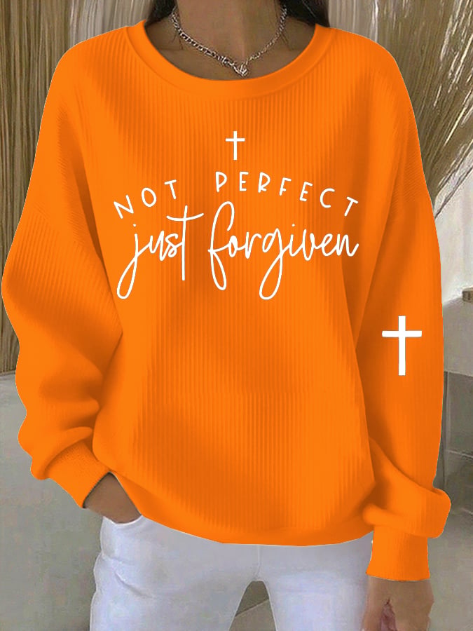 Not Perfect Just Forgiven Women'S Faith Art Print Sweatshirt