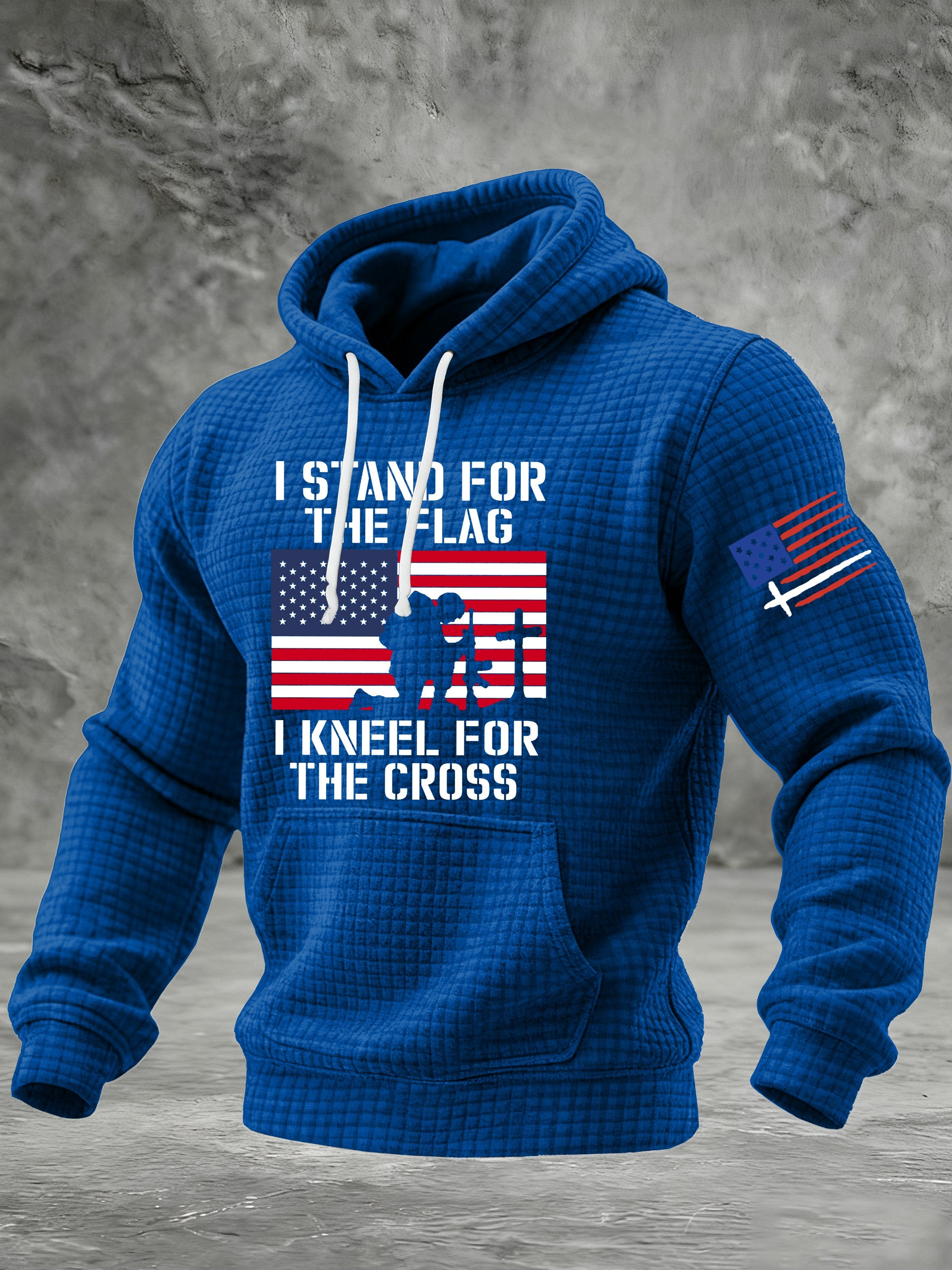 Men's I Stand For The Flag I Kneel for The Cross Faith Print Hoodie