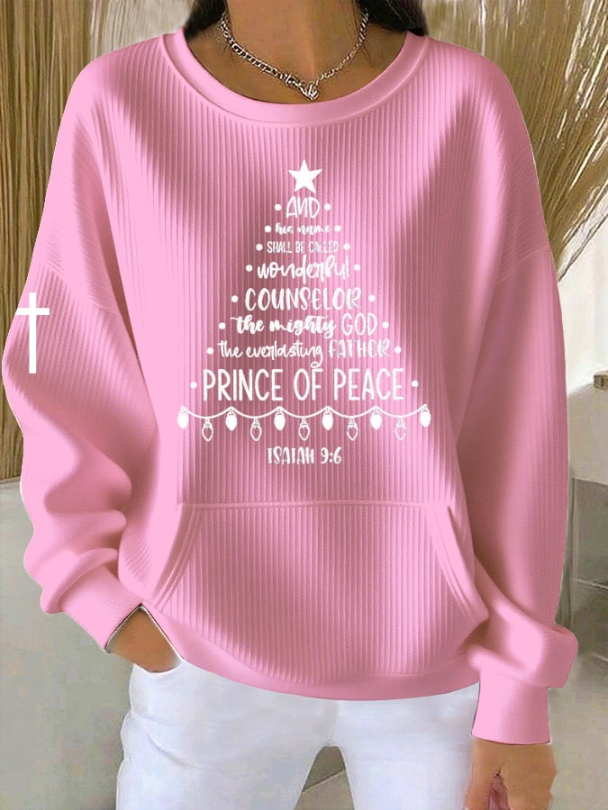 Women's Autumn Christmas Faith Printed Casual Crew Neck Top