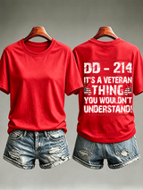 Women's DD-214 Veteran, American Flag Dog Tag T-Shirt