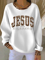 Women's Vintage Faith Print Knitted Sweatshirt