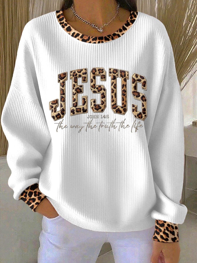 Women's Vintage Faith Print Knitted Sweatshirt