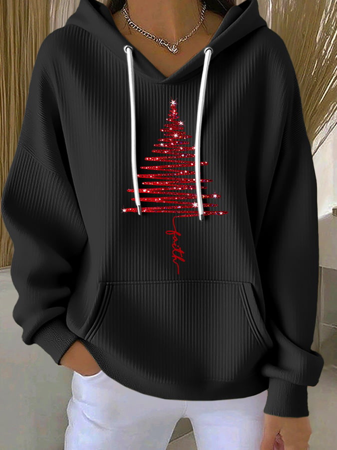 Women's Christmas Art Print Comfortable Hooded Sweatshirt