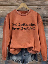 Women's God Is Within Her She Will Not Fall  Printed Casual Sweatshirt