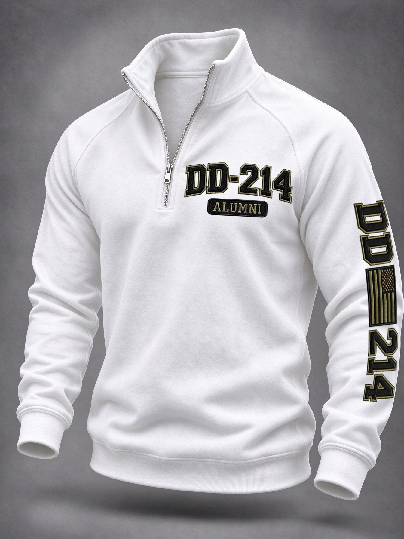 Men's Veteran Pride Dd-214 Printed Casual Zip-Up Sweatshirt