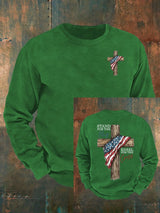 Men's Stand For The Flag Kneel For The Cross Printed Casual  Sweatshirt