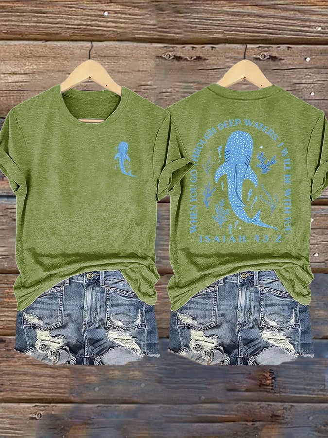 Women's When You Go Through Deep Waters, I'Ll Be With You  Print Shirt