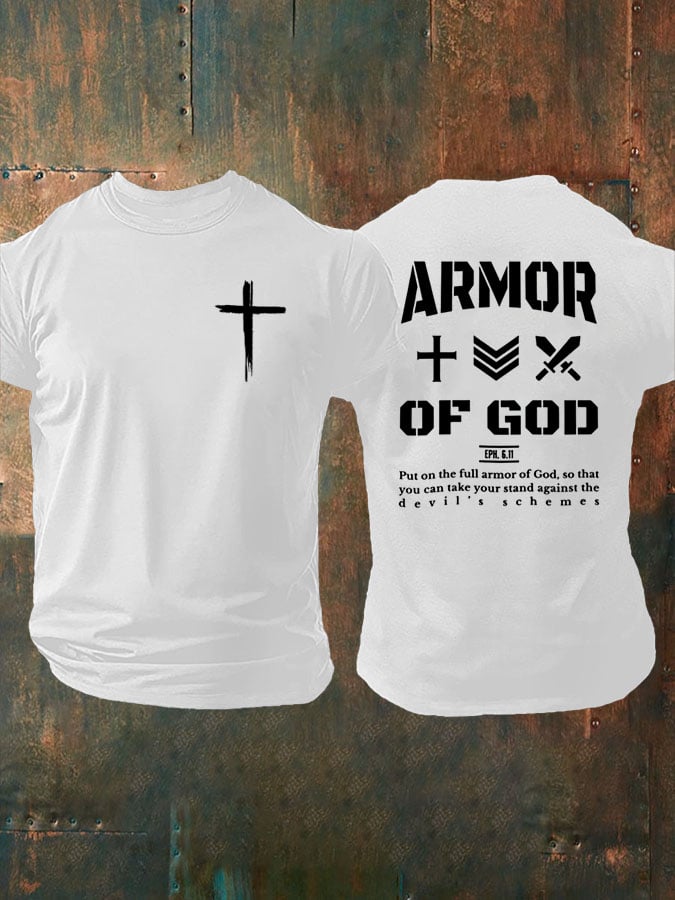 Men's Christian Armor of God Front and back Design Casual T-Shirt