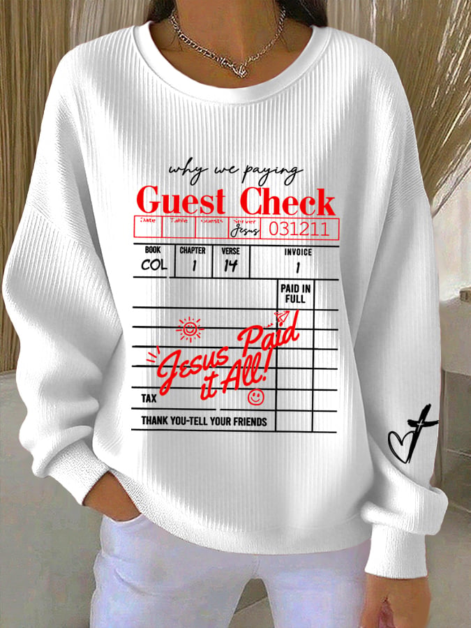 Women's  Jesus Paid It All Faith Print Sweatshirt